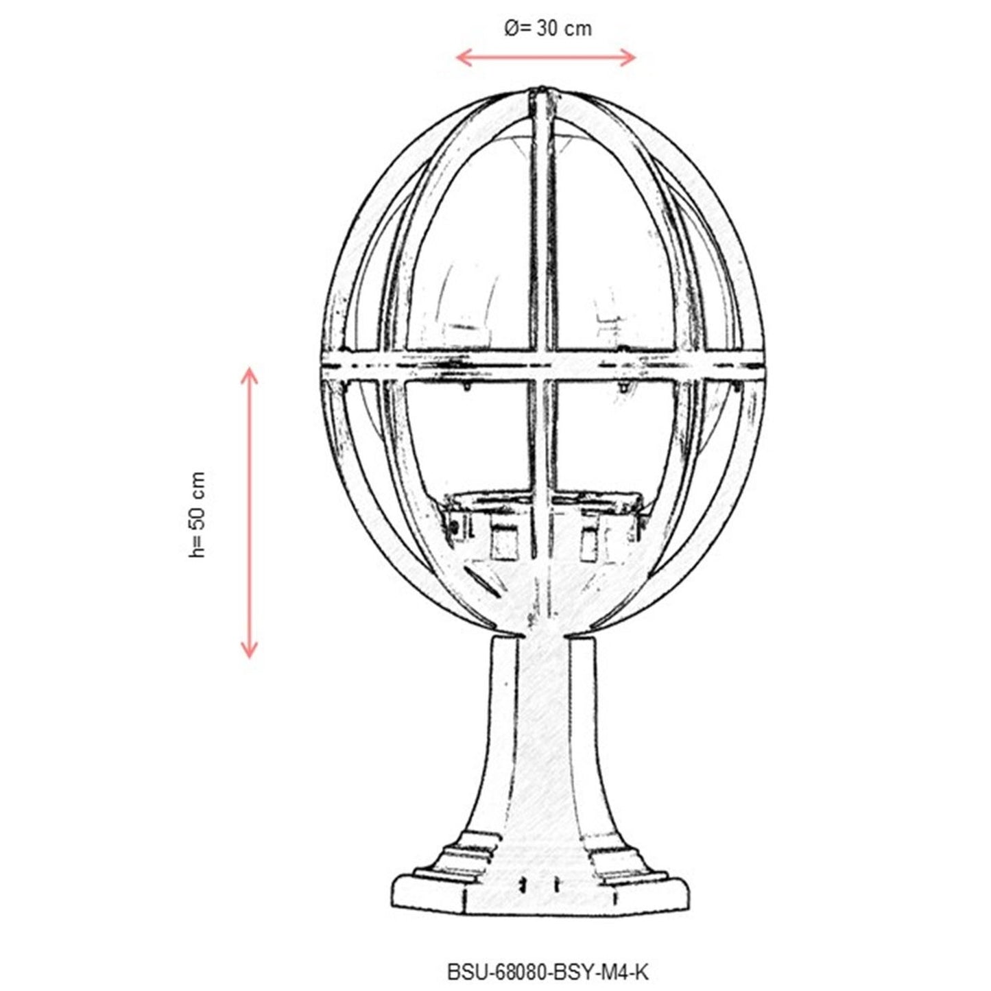Aplique De Suelo Globo Recto Pantalla Gris Para Exterior, Abs , Negro, 30x30x50, Casquillo E 27 Max 60 W
