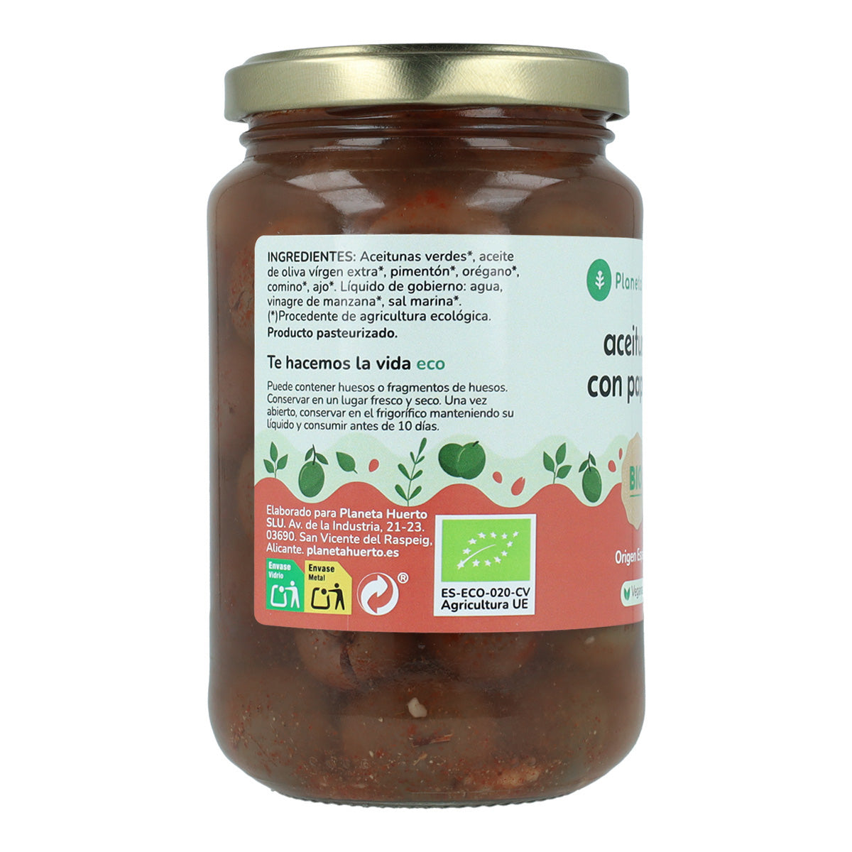 Azeitonas Verdes com Paprika Eco Planeta Huerto 390 g