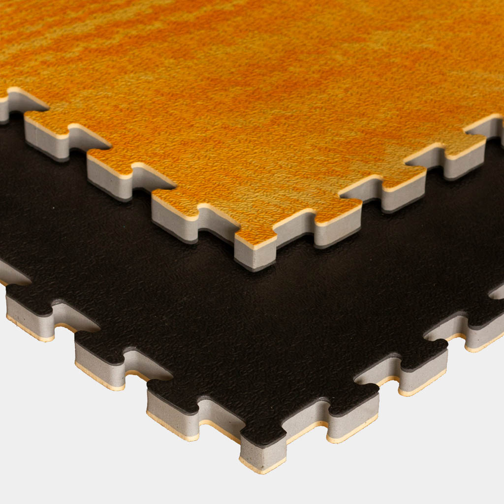Tatami Puzzle 2,5cm 100x100cm, Pack 4 Unidades – Efecto Madera/negro