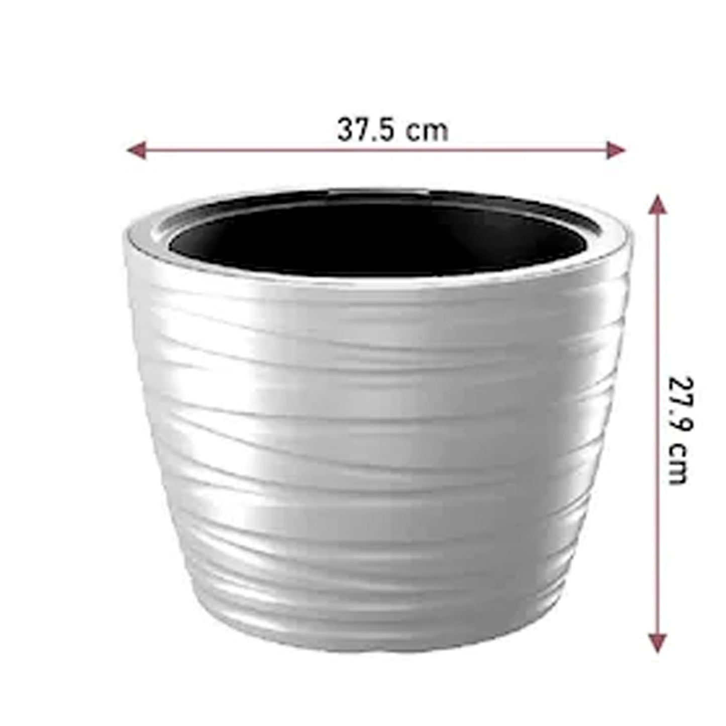 Maceta Baja Con Deposito 22l Maze De Plastico En Color Antracita 37,5 (largo) X 37,5 (ancho) X 27,9 (alto) Cm_2