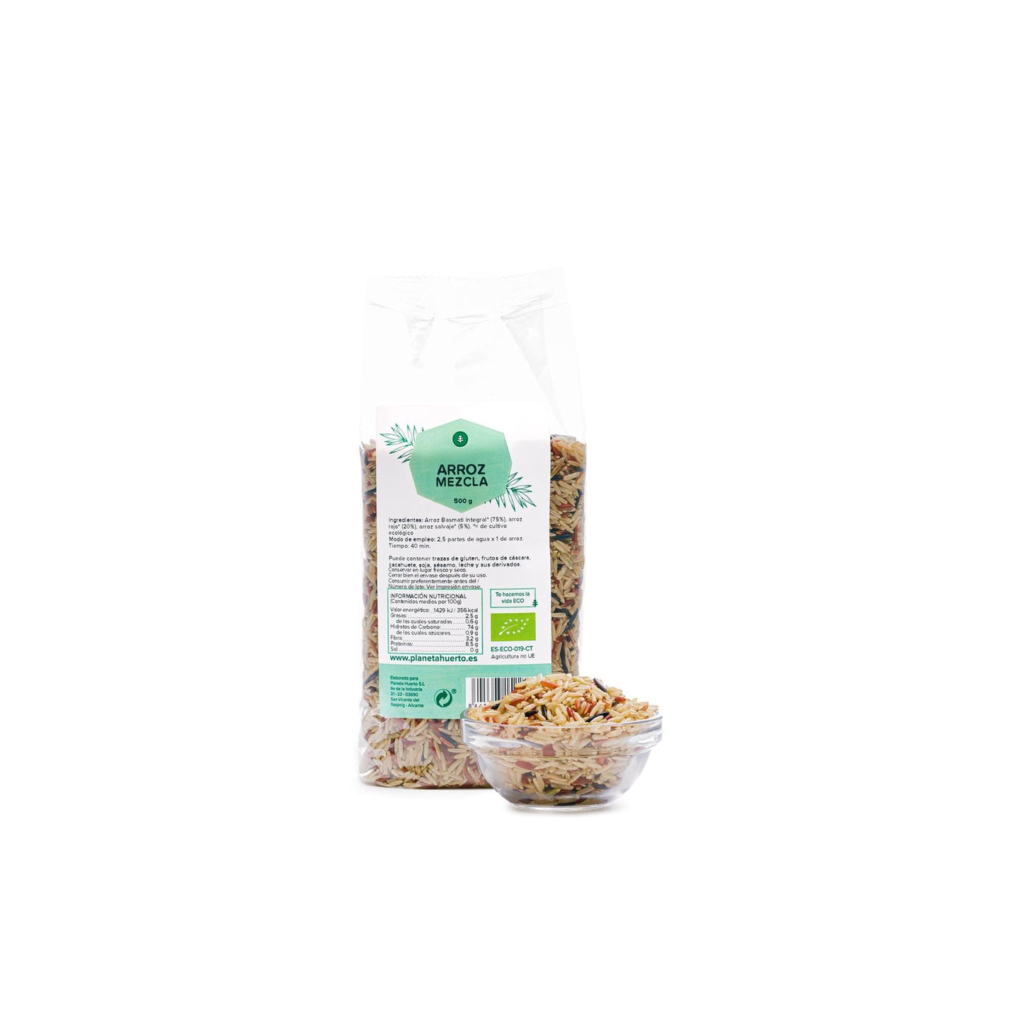 Mistura de arroz basmati integral, vermelho e selvagem ECO Planeta Huerto 500 g