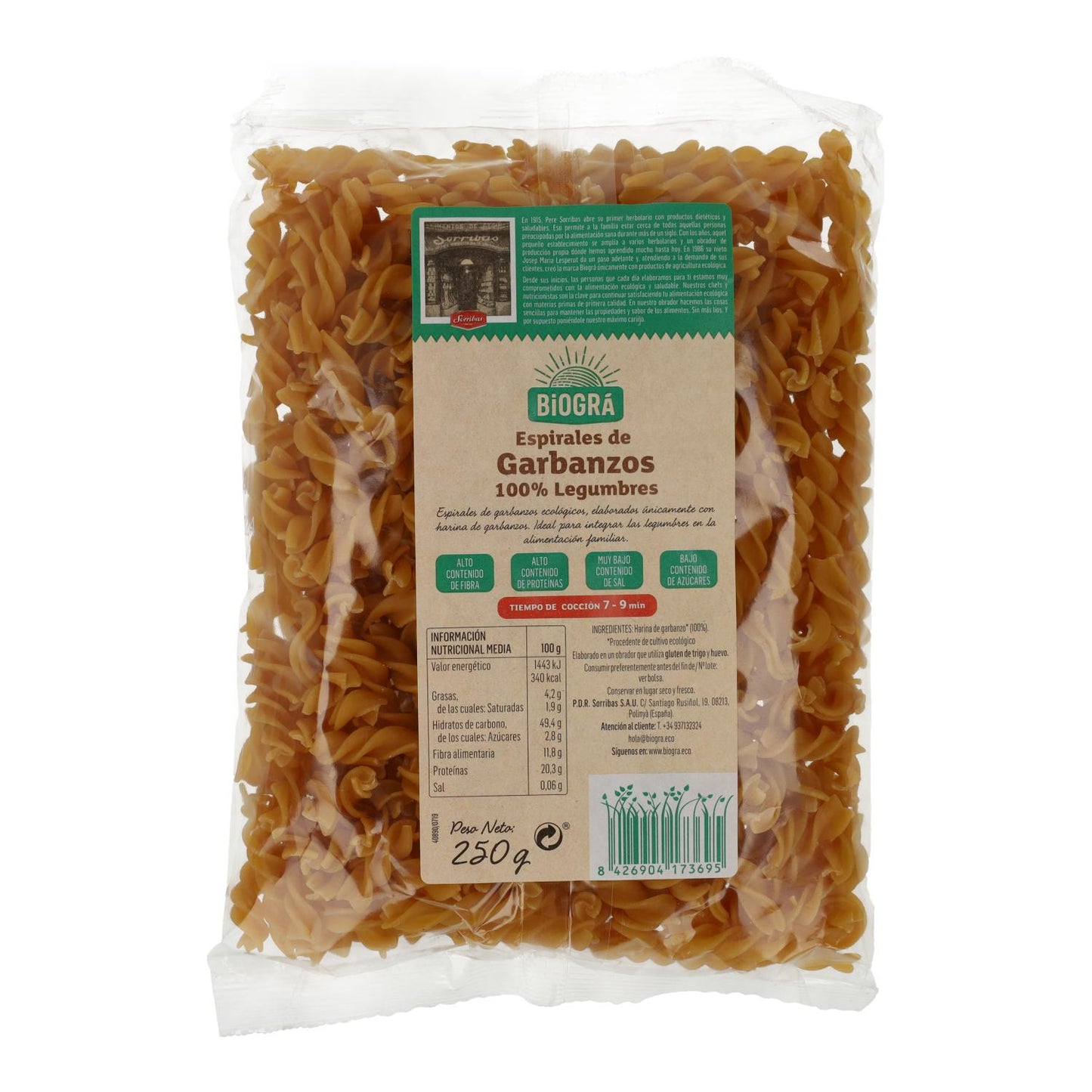 Espiral de Grão de Bico Biológico Biográ 250 g