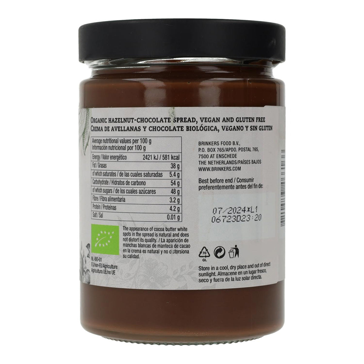 Creme Vegan de Chocolate e Avelã Sem Glúten La Vida Vegan 270 g