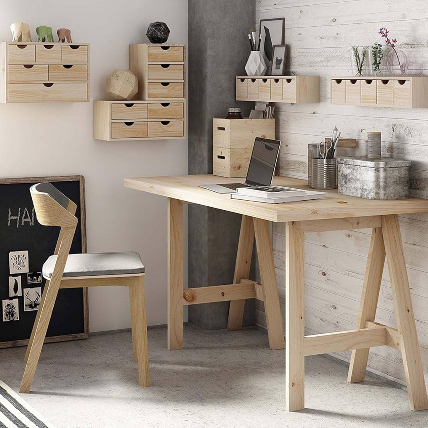 Well Home - Miniblock 3 Cajones En Madera De Pino