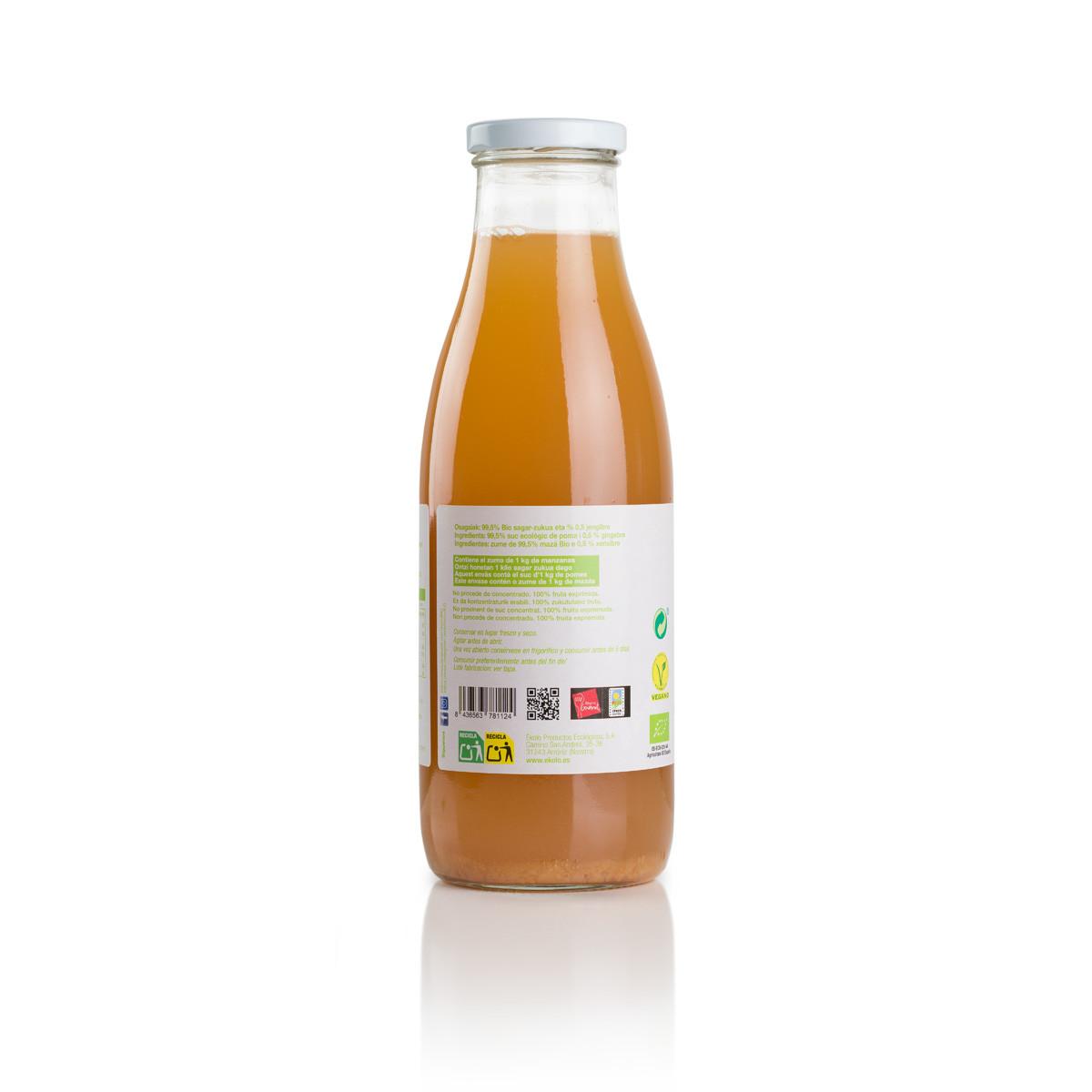Sumo de Maçã e Gengibre Biológico 100% Espremido Ékolo 750 ml