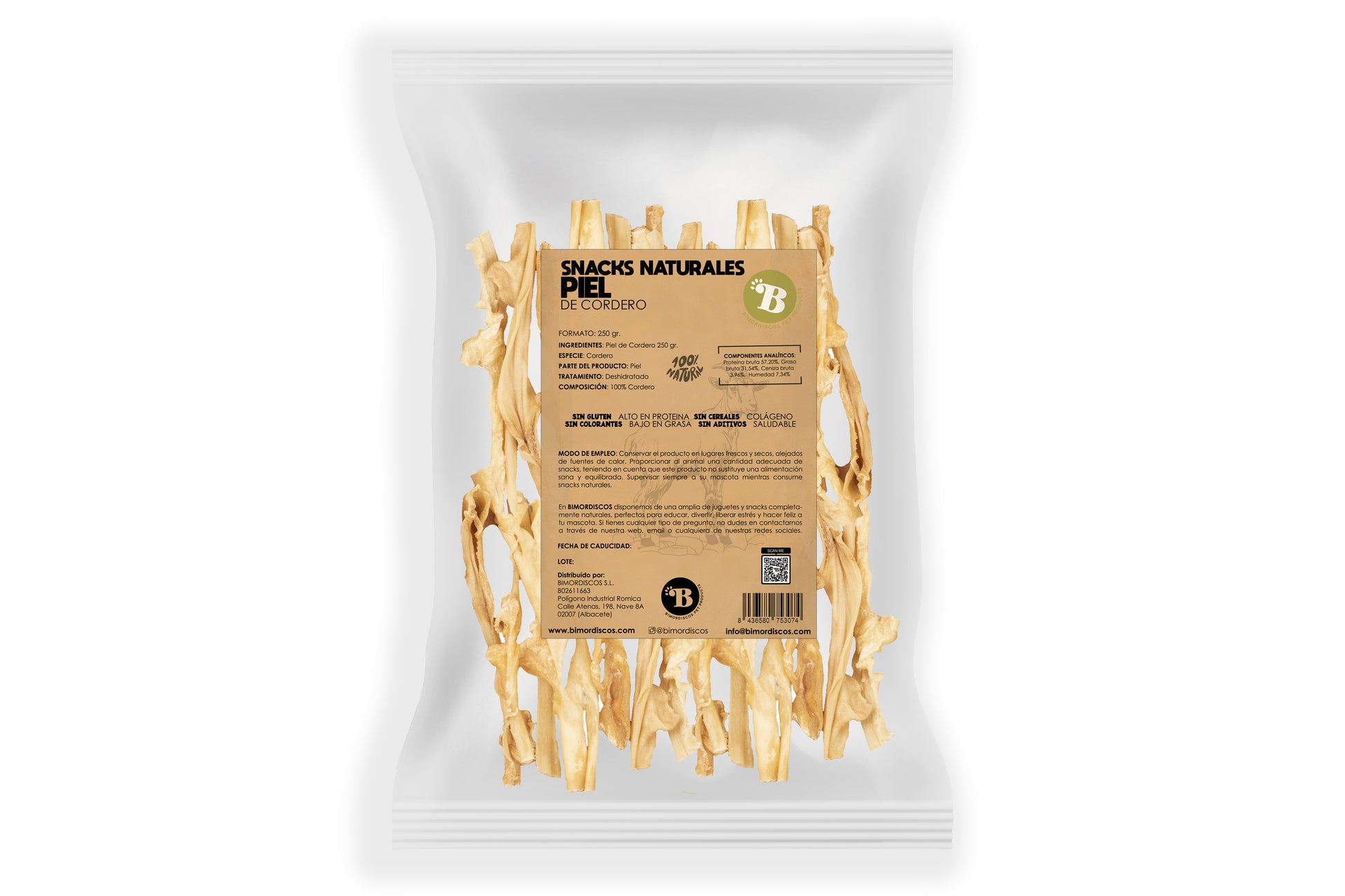 Bimordiscos Piel De Cordero Para Perros Y Gatos · 250g.