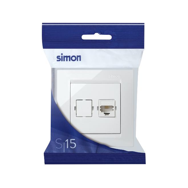 Tomada telefónica Simon 15 Branca