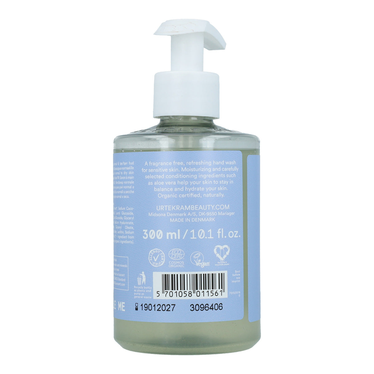 Sabonete de mãos sem fragrância Urtekram 300 ml