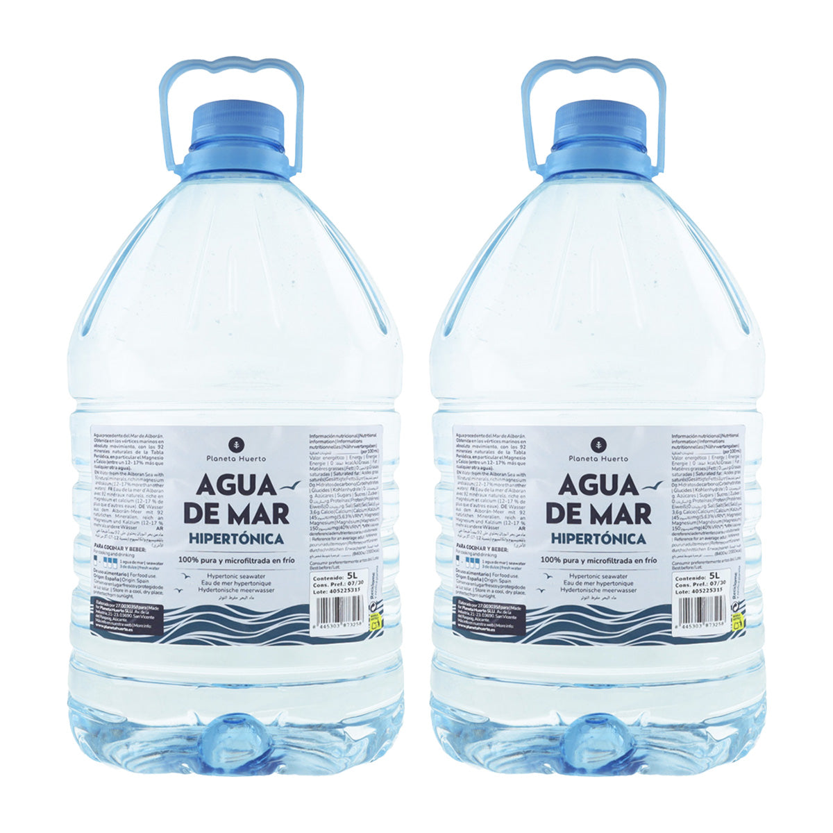 Pack de 2 Águas do Mar Hipertónicas em Garrafa de 5 L da Planeta Huerto