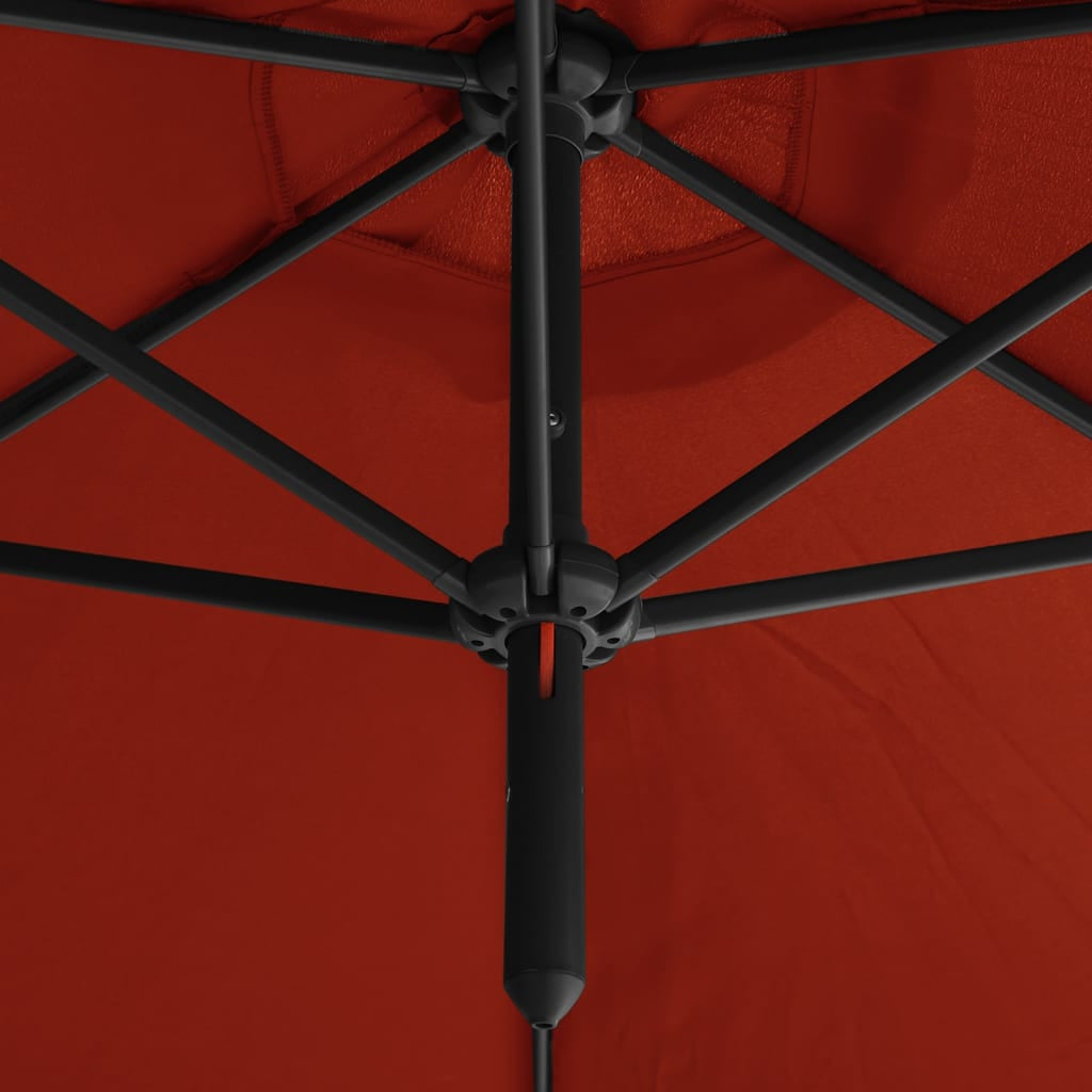 Vidaxl Sombrilla Doble De Jardín Con Palo De Acero Terracota 600 Cm_4