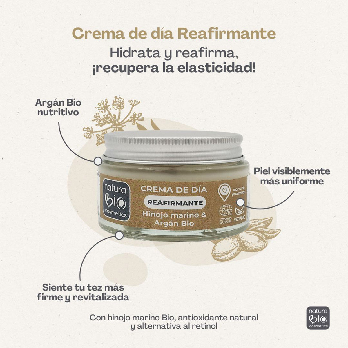 NaturaBio Cosmetics Creme Diurno Refirmante de Funcho, 50 ml