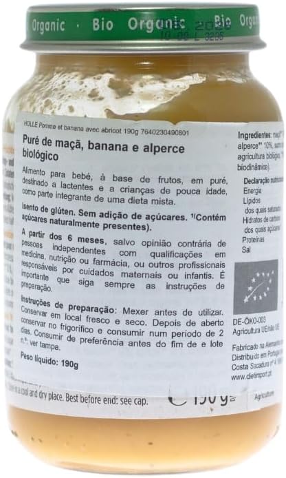 Holle ECO Maçã, Banana e Alperce Pote +6 meses 190 g