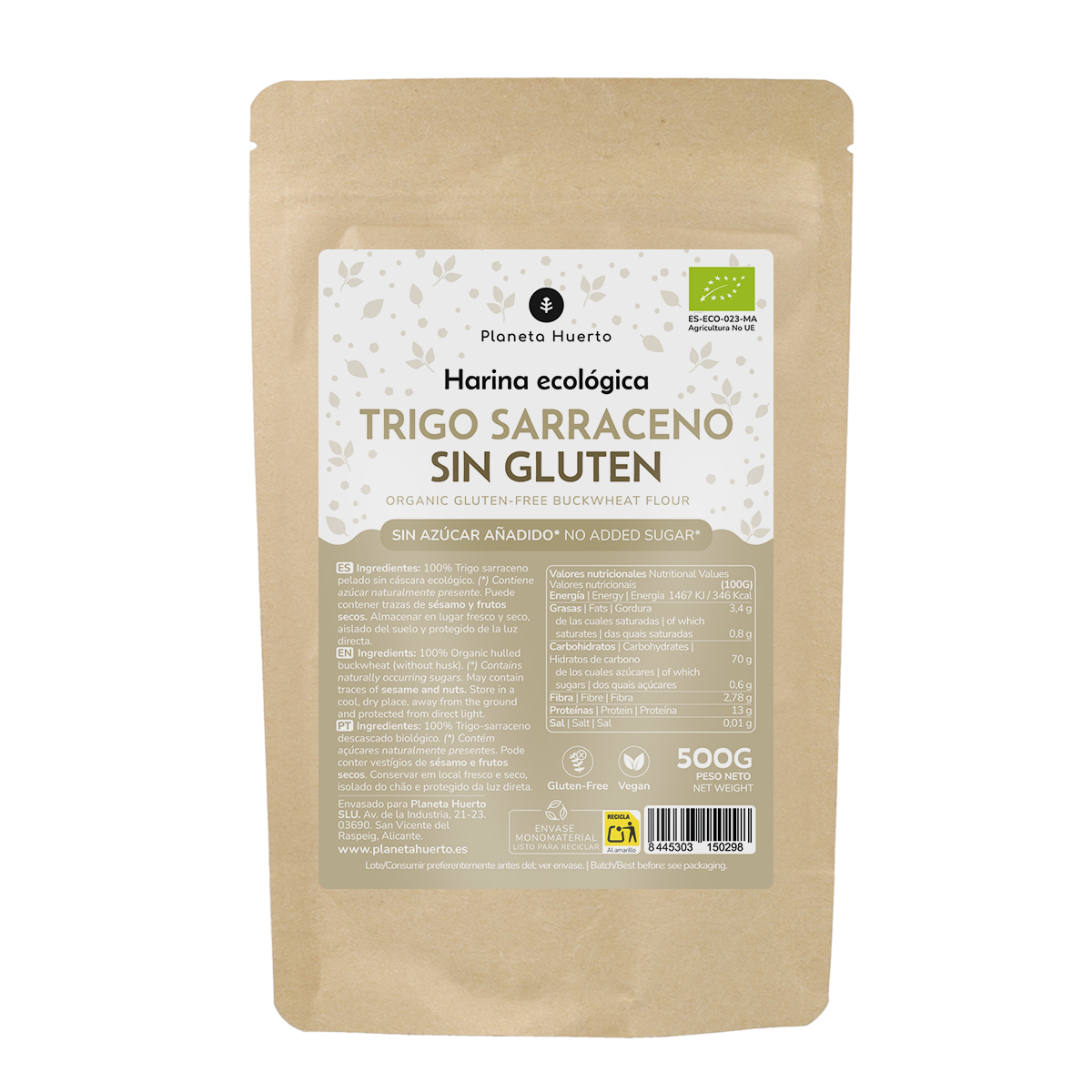Farinha de Trigo Sarraceno Sem Glúten ECO Planeta Huerto 500 g