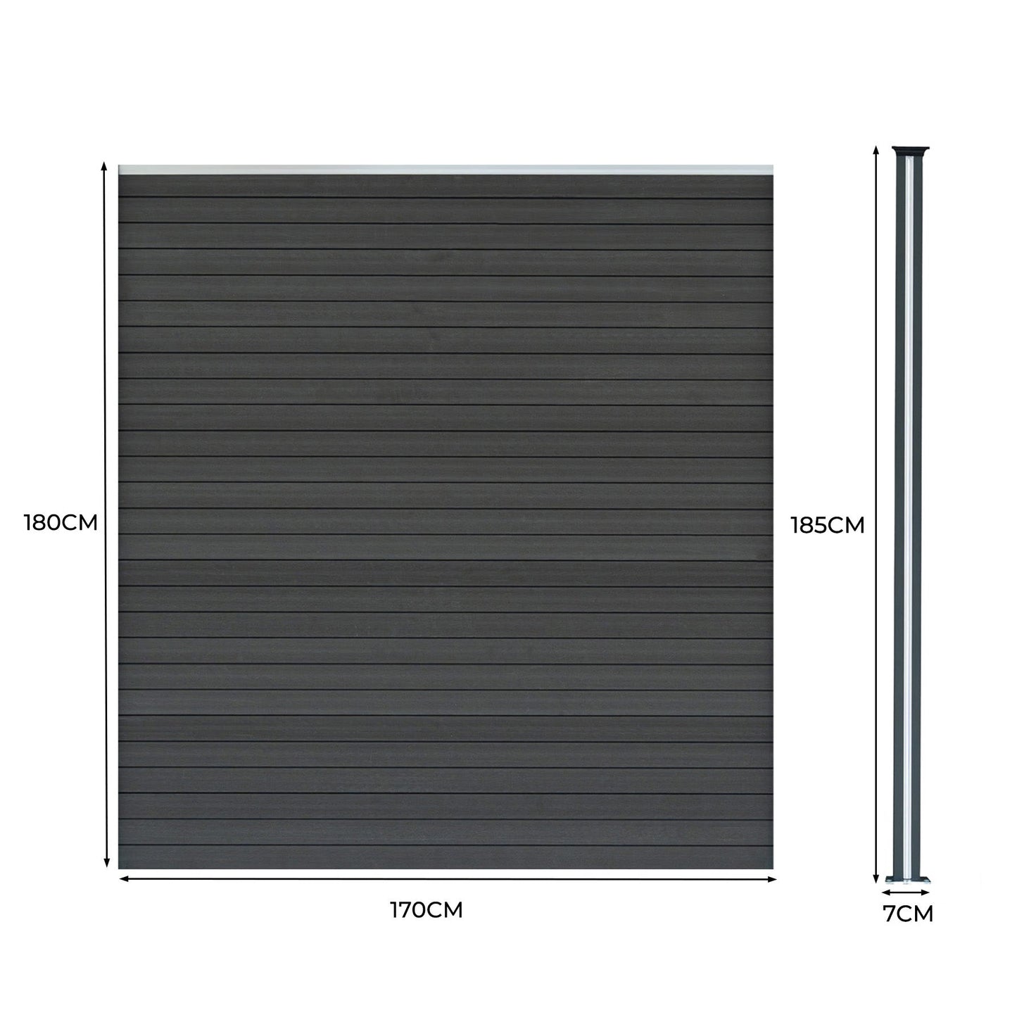 Vallas Para Exteriores De Wpc Y Aluminio - 2x Paneles Cuadrados + 1x Oblicuo + 3x Postes Con Led | Gris_4