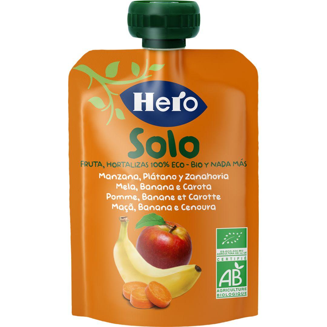 Saco de Maçã, Banana e Cenoura 100% Biológico 100 g - Hero Solo