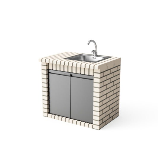 Módulo de bancada com lava-loiça Volterra bege, Movelar