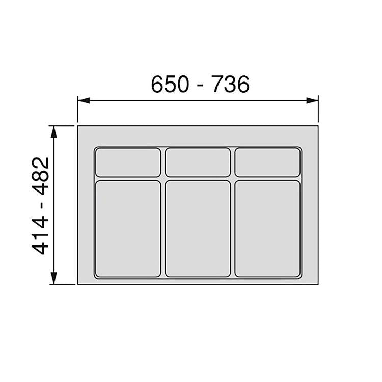 Emuca Base para gavetas de cozinha, módulo 600 mm, Plástico, Cinza antracite
