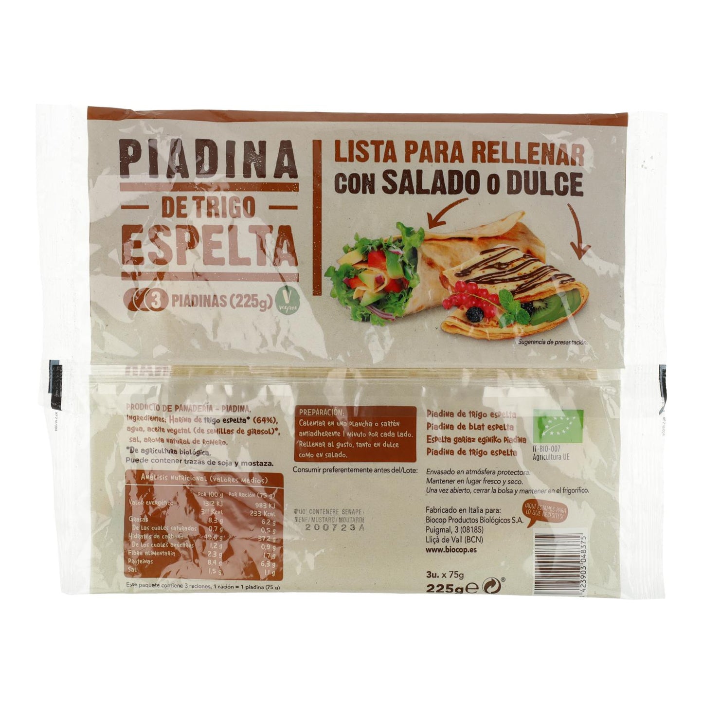Piadina de Espelta Orgânica Biocop 225 g