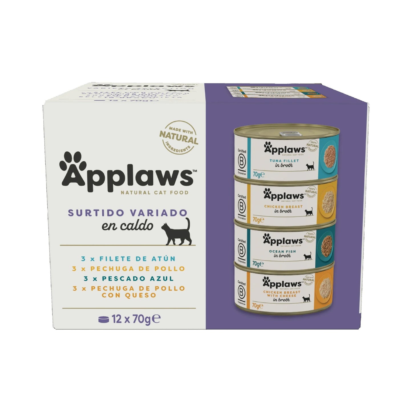 Applaws Cat Supreme Selection Lata Multipack 12 x 70 g Alimento húmido natural para gatos sem cereais