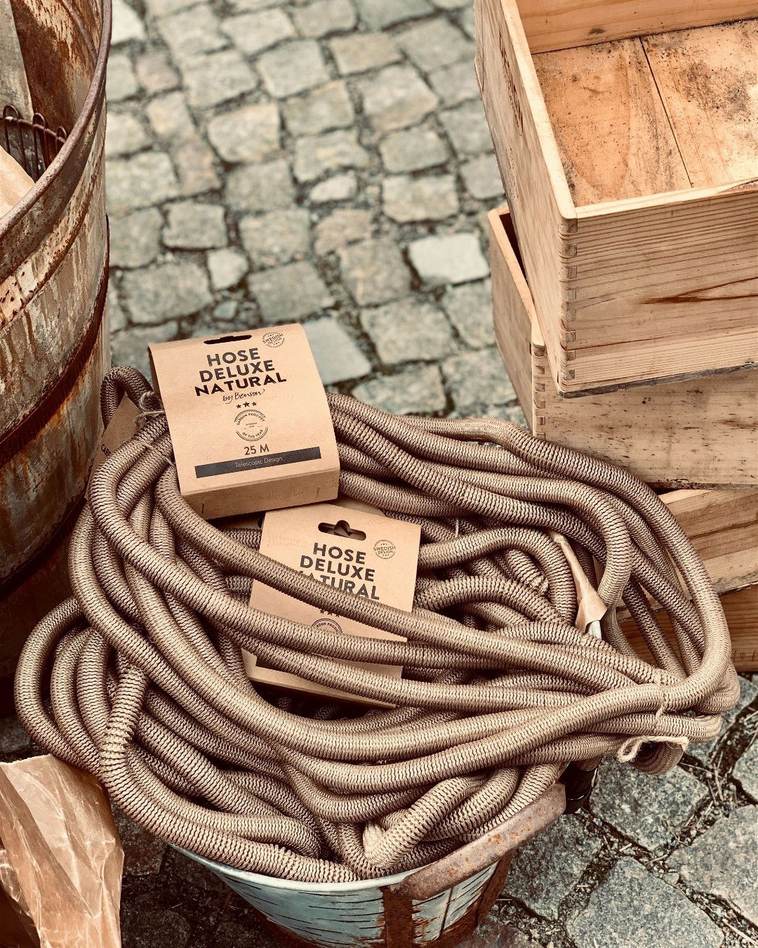 Manguera De Riego Deluxe - Arena, 15 M, Tejido, Látex, Se Expande Con El Agua.