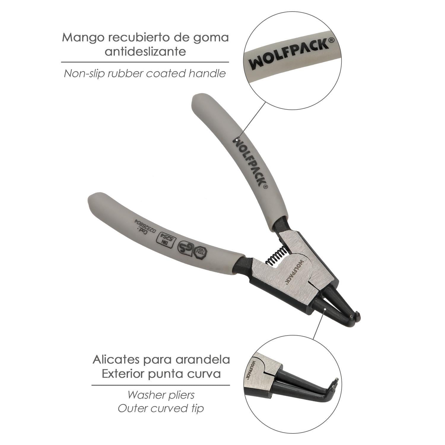 Alicates Arandelas Exteriores Curvo 125 Mm. Acero Din 5254. Anillos De Presion, Anillos De Retención, Arandelas Circlips