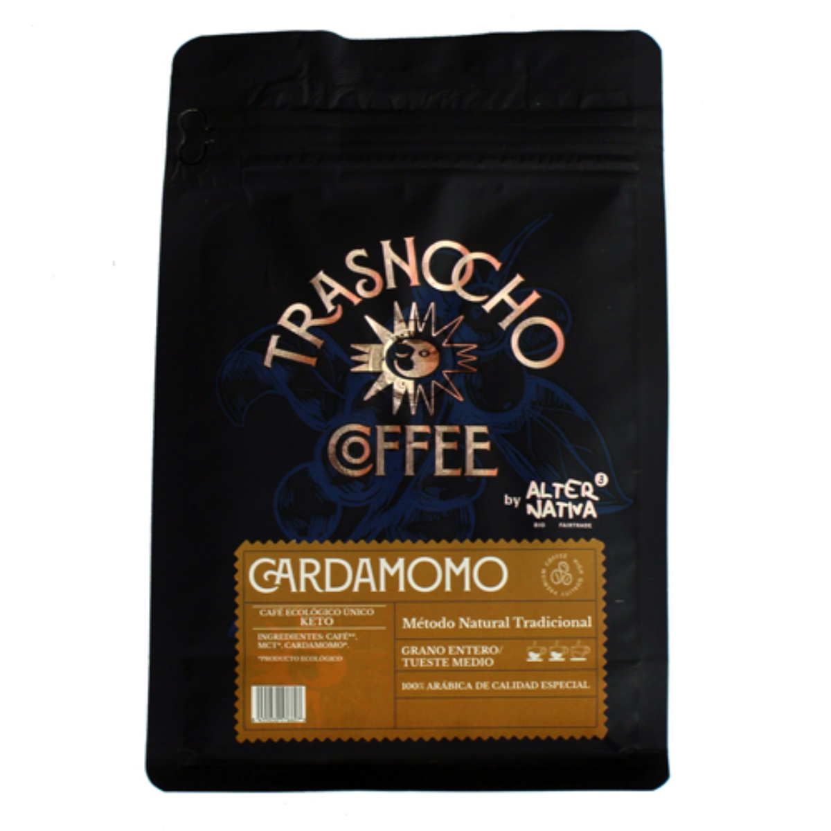 Grãos de café Keto com cardamomo biológico, alternativa ao Trasnocho, 200 g
