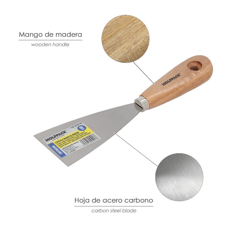 Espatula Mango Madera Hoja Acero 60 Mm. Espatula Yeso, Espatula Pintor, Espatula Masillas, Espatula Pladur, Etc.