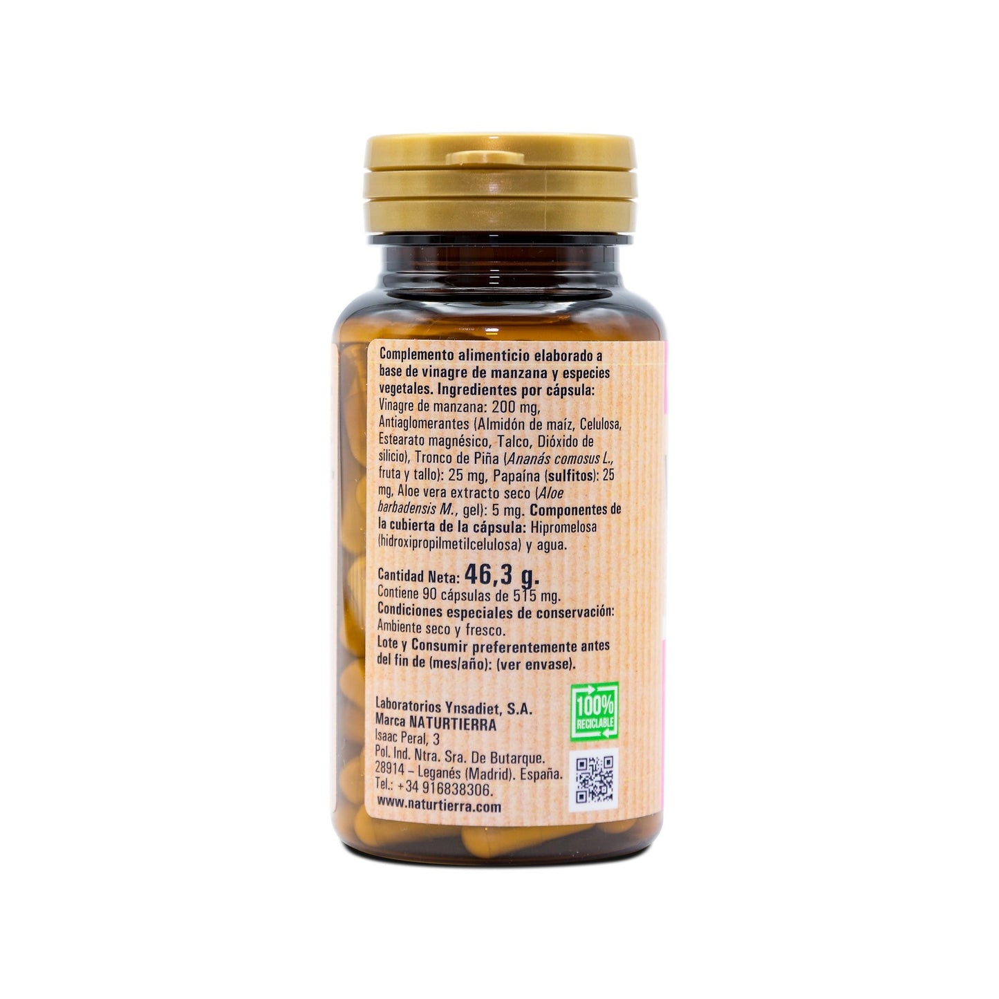 Vinagre de Maçã, 90 cápsulas. NaturTierra