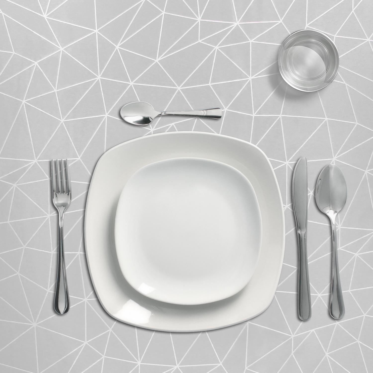 Mantel Hule Geometrico Gris Impermeable Antimanchas Pvc Ø 140 Cm. Uso Interior Y Exterior