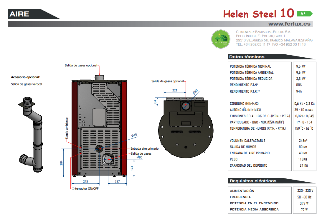 Bricosol Estufa De Pellets Helen Steel 10 Marron Vintage De Ferlux_4