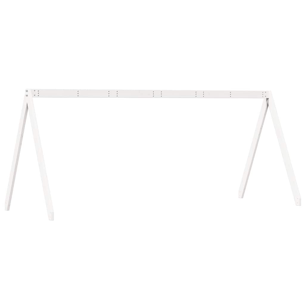Techo De Cama Infantil Madera Maciza Pino Blanco 199x95,5x88 Cm_5