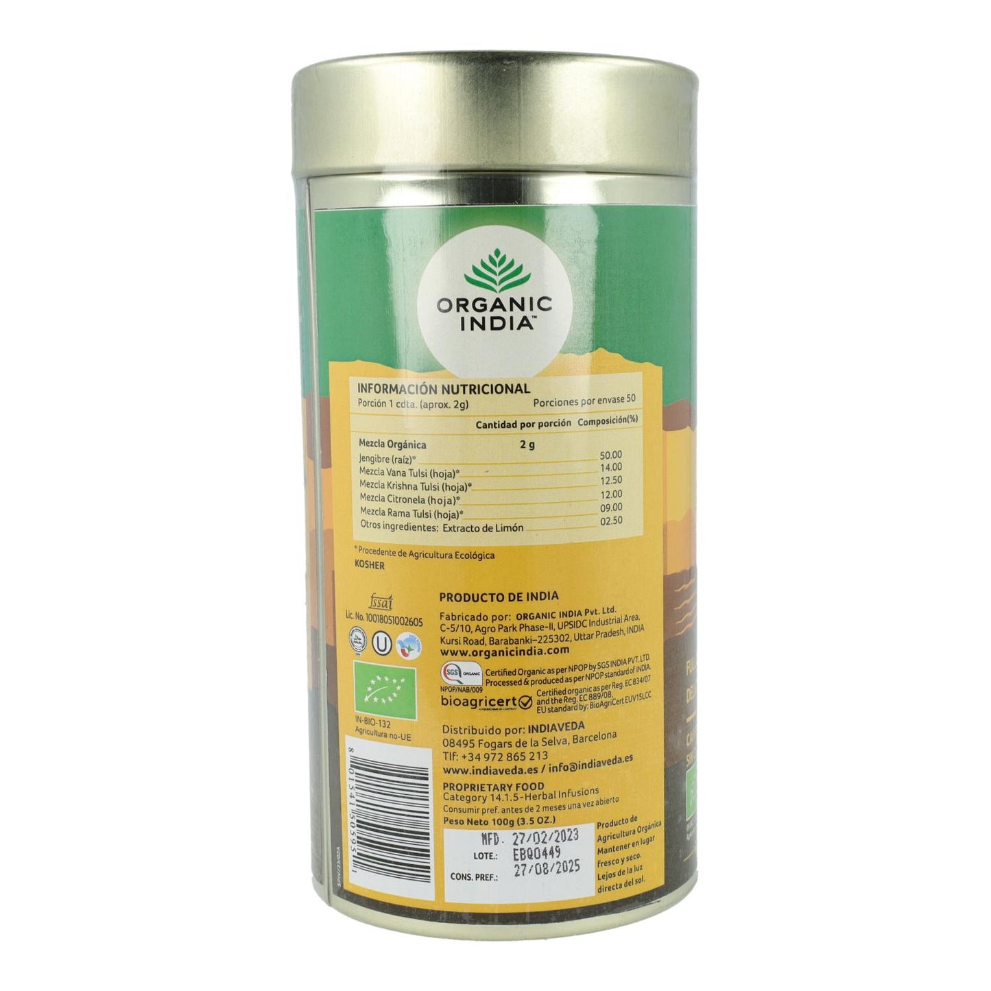 Tulsi Limão Gengibre Biológico Índia 100g