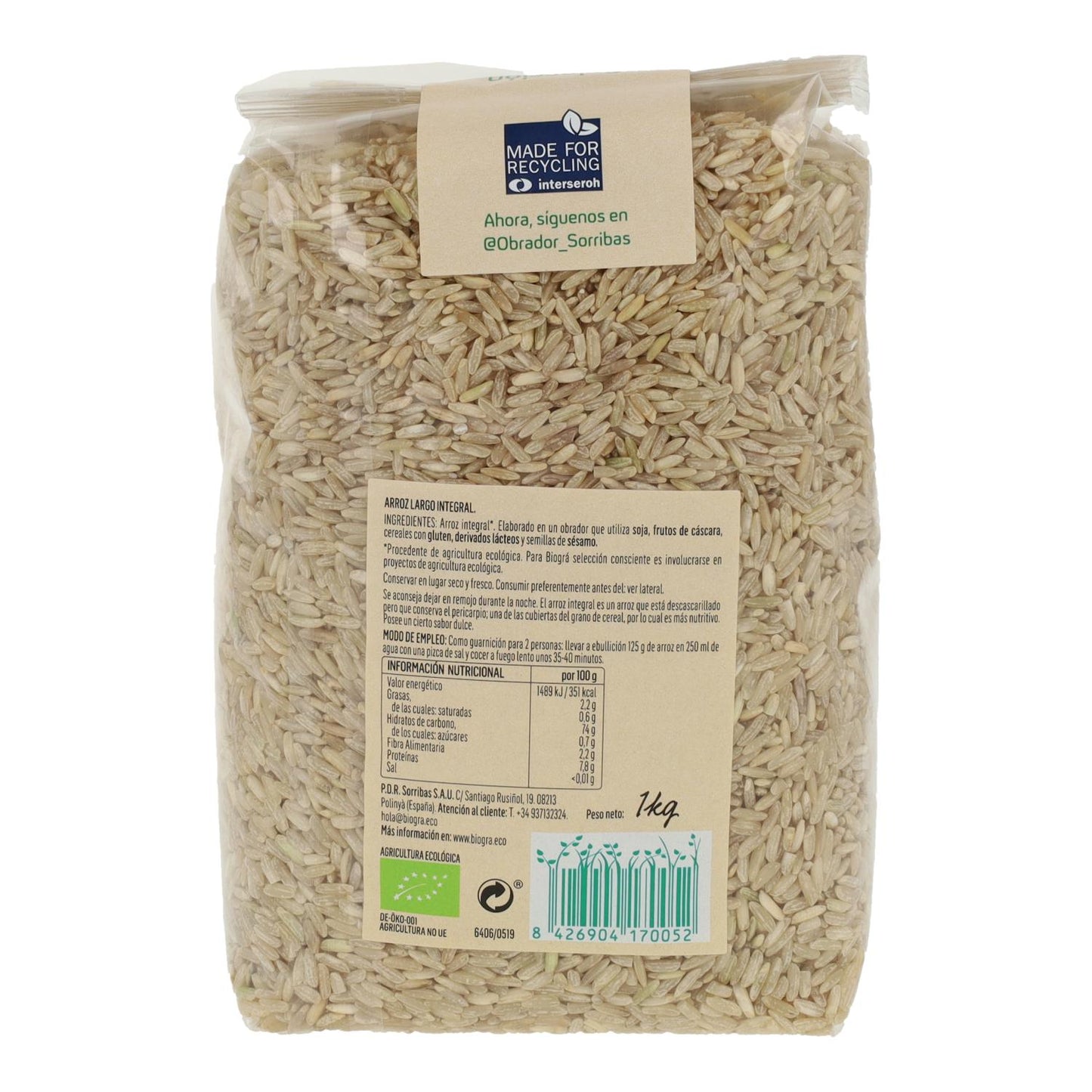 Arroz Integral de Grão Longo Biográ 1 kg