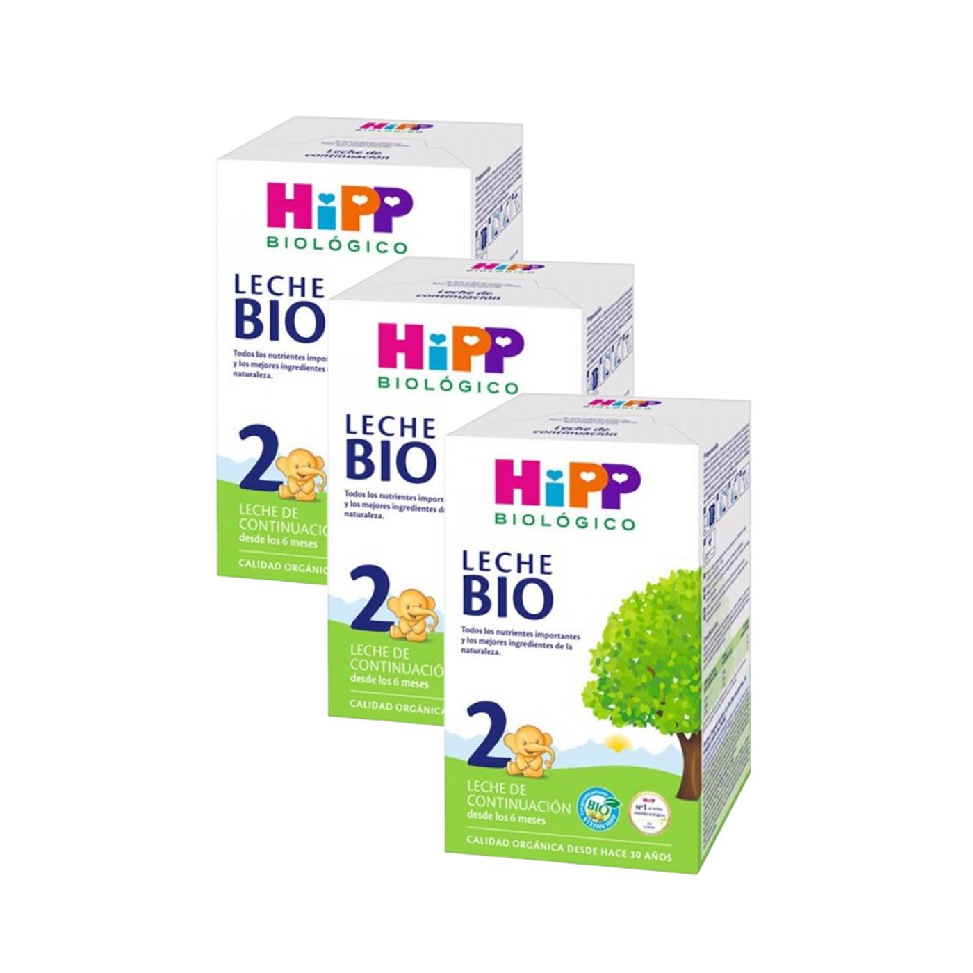 Embalagem 3x Leite Biológico Continuação 2 (6 Meses) HiPP Biológico, 600 g