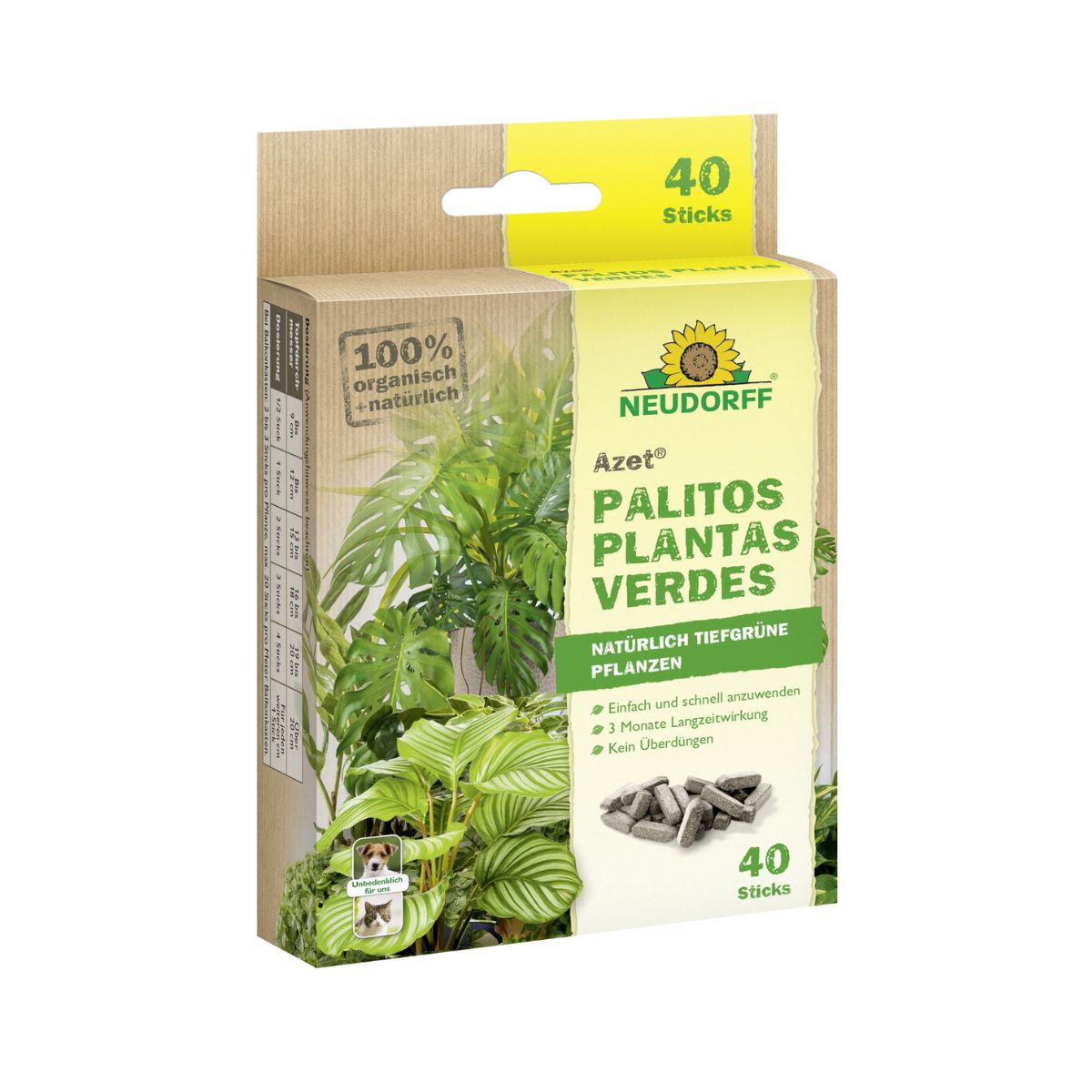 Azet Fertilizante em Bastão para plantas verdes Neudorff 40 unid.