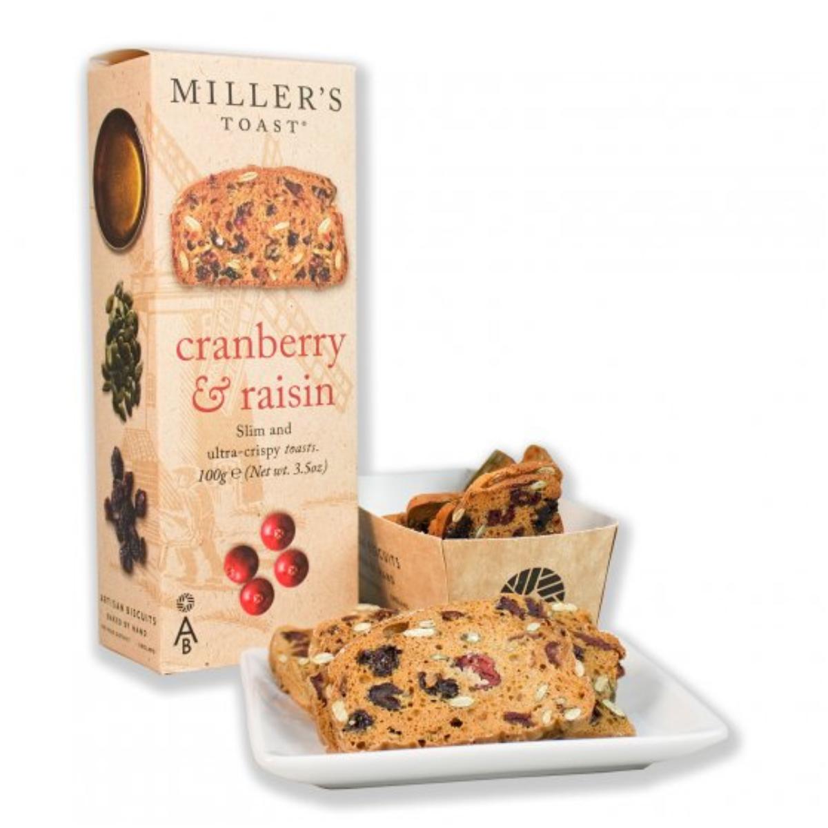Miller's Toast Cranberry e Passas Bolachas Artesanais 100g