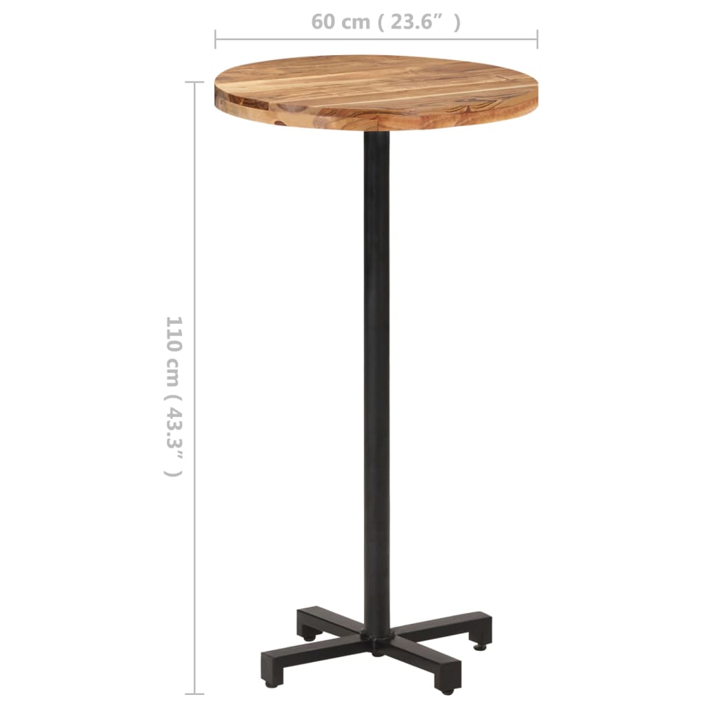 Mesa De Bar Redonda Madera Maciza De Mango Ø60x110 Cm_4