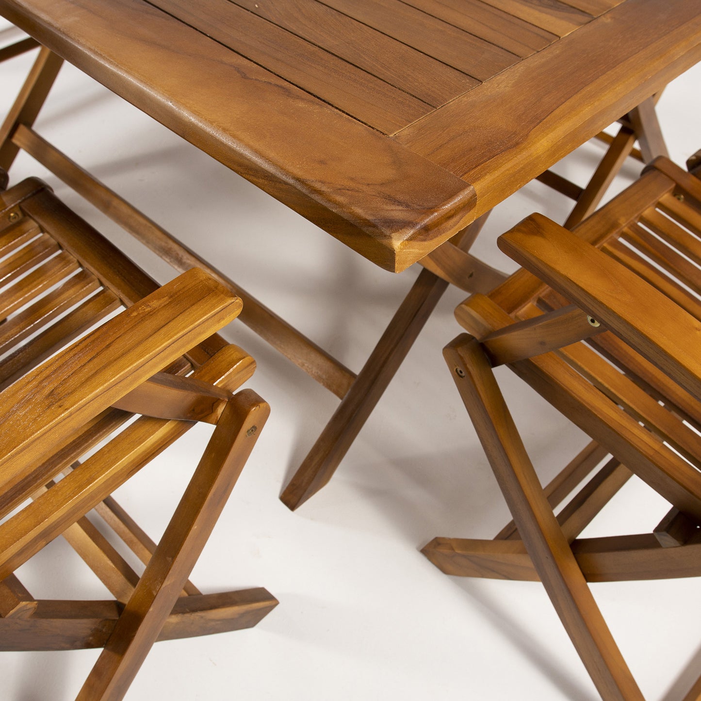 Conjunto Para Exterior De Madera Teca, Mesa Rectangular 150 Cm Y 6 Sillones Plegables, Madera Teca Grado A, Tratamiento Al Agua Aplicado_4