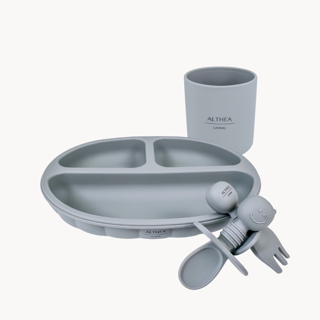 Vajilla De Silicona Orgánica - 8 Piezas - Gris Perla.