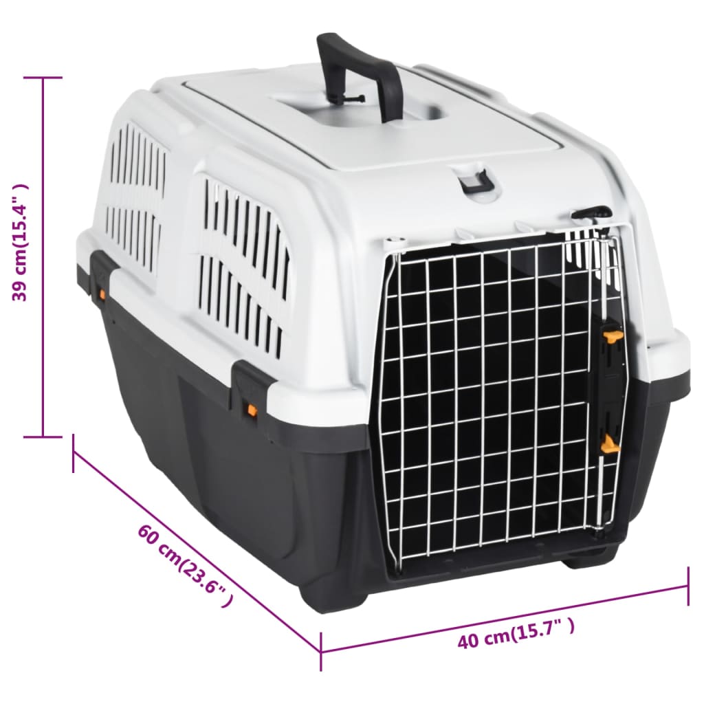 Vidaxl Transportín De Mascotas Puerta Metal Polipropileno 60x40x39 Cm_5