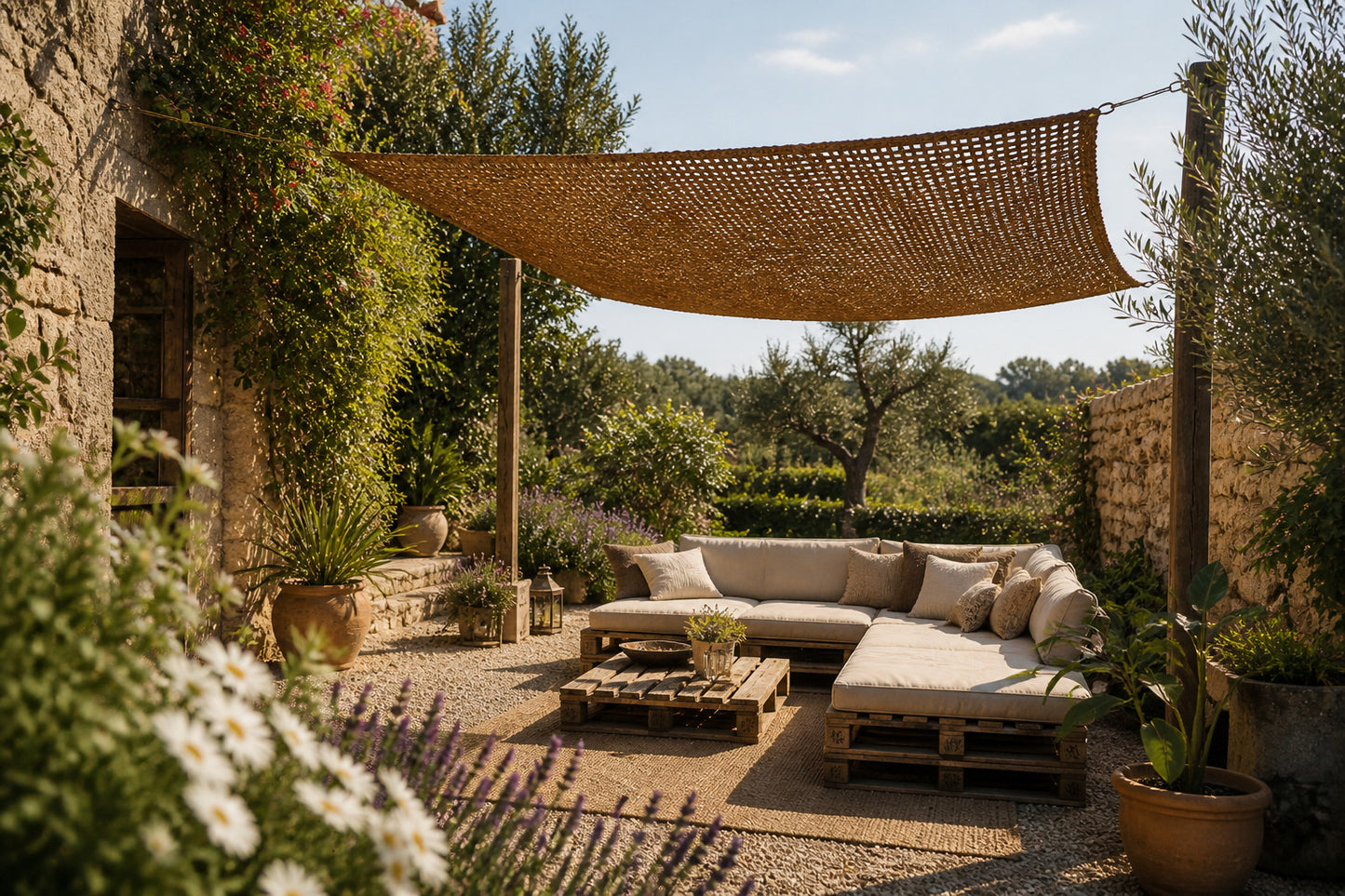 Toldo Vela Coco Natural 4x3 M 60% Ocultación Para Jardín Terraza Pérgola_5