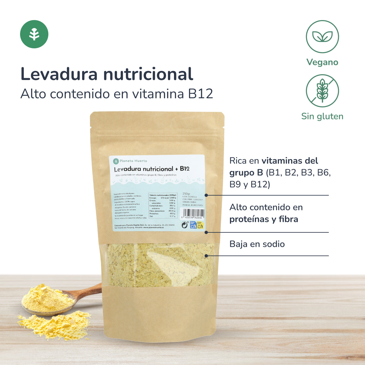 Levedura Nutricional + B12 Planeta Huerto 250 g