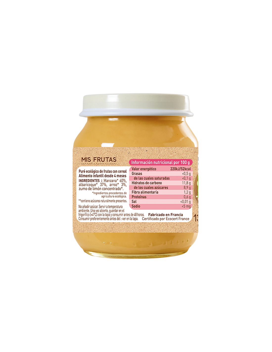 Babybio Pote de Frutas e Cereais 130g