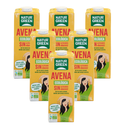 Embalagem de 6 x Bebida de Aveia BIO NaturGreen 1 L