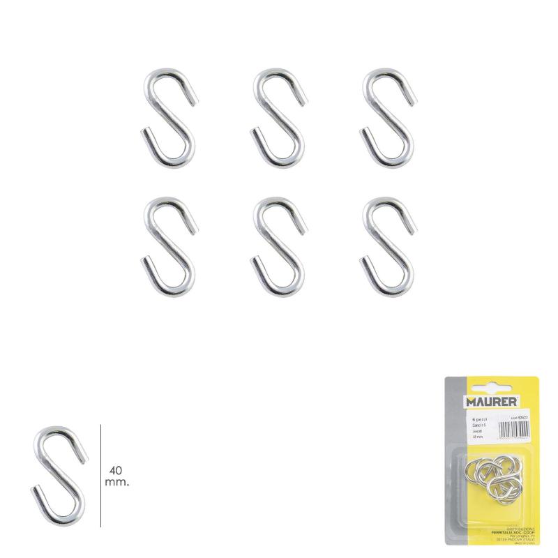 Gancho S 40 Mm. Zincado (blister 6 Piezas) Uso Domestico