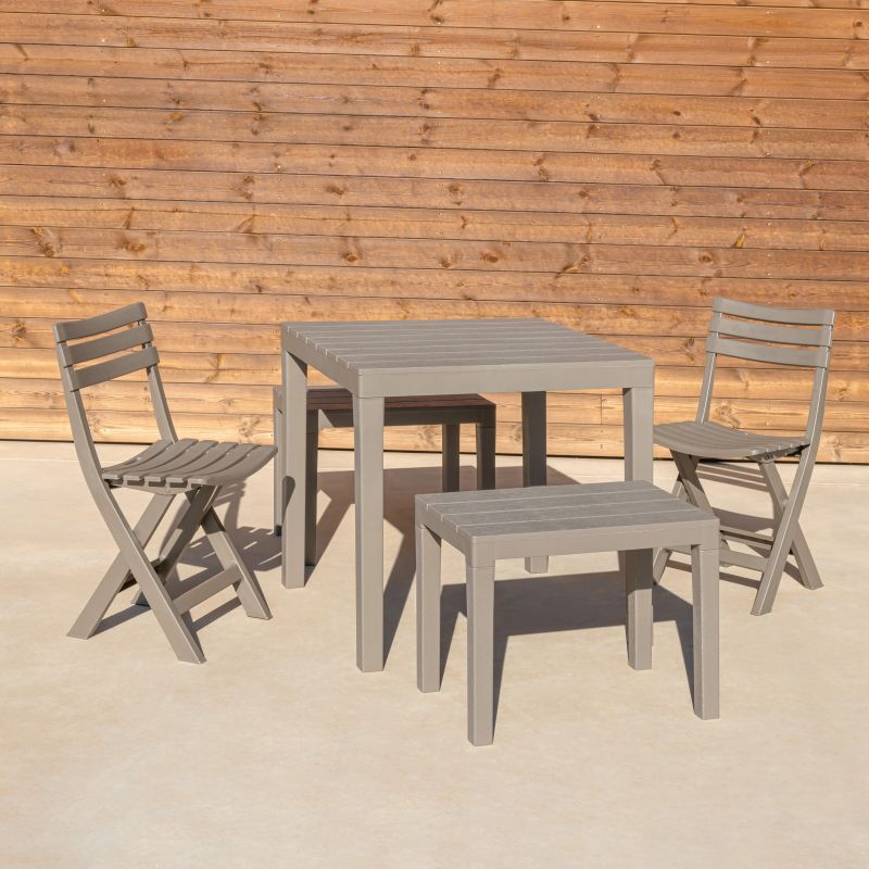 Banqueta De Exterior Nailu Polipropileno, Taupé, 60 X 45 X 39_5