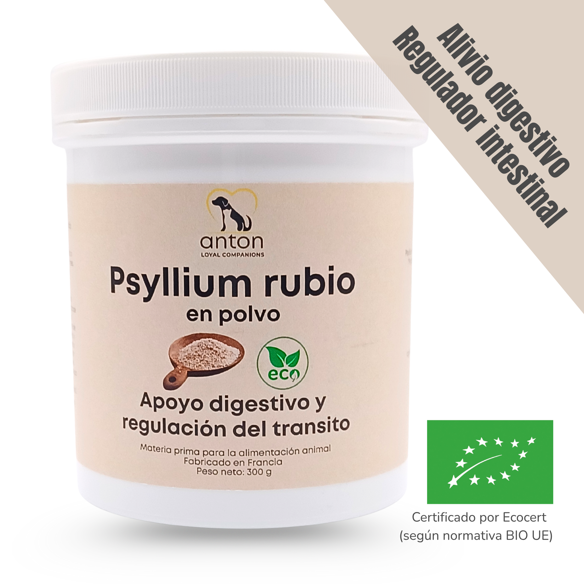 Suplemento natural para perros y gatos – Psyllium ECO Tránsito Intestinal 300 g