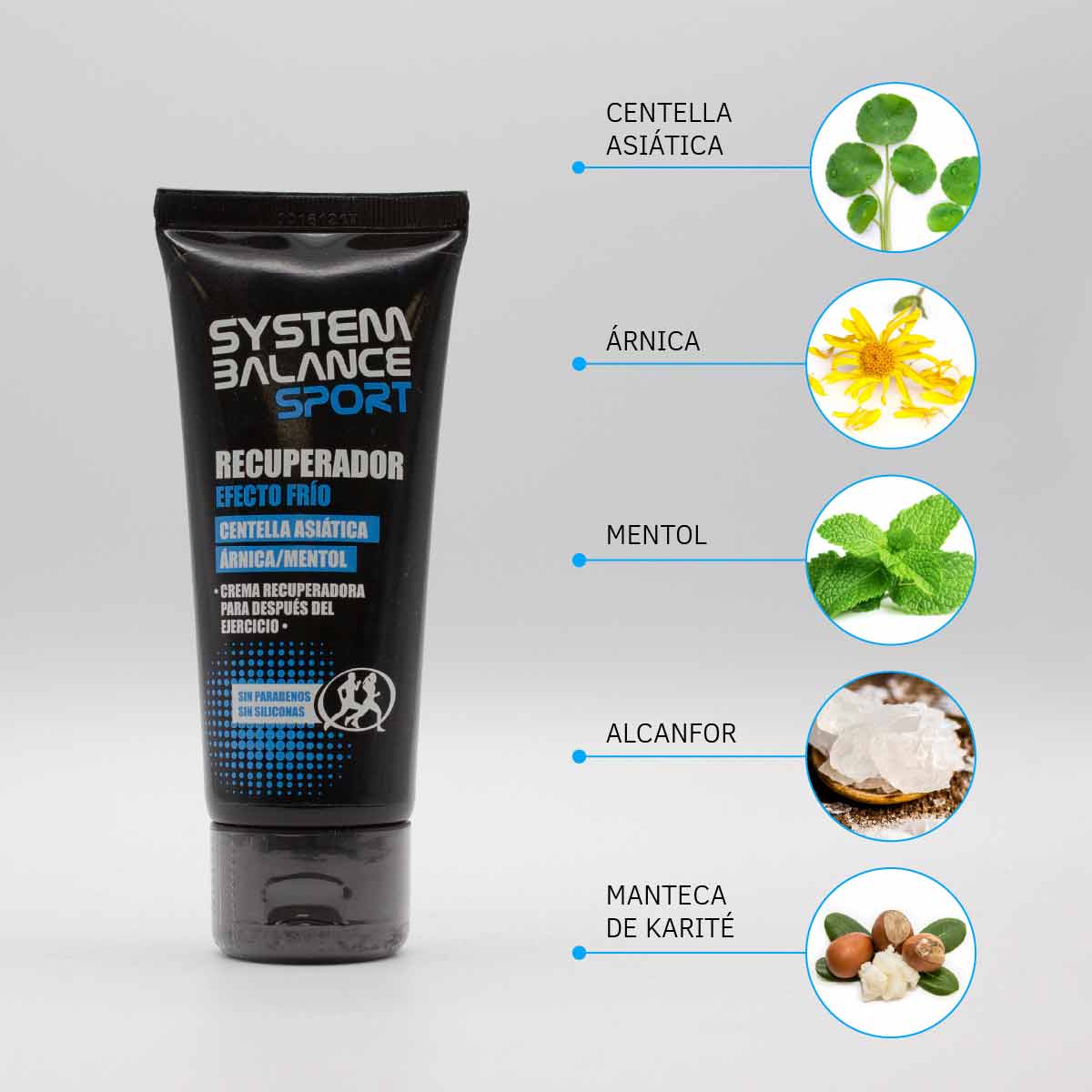 Crema Recuperadora Muscular de Efecto Frío System Balance Sport 100 ml | Árnica y Mentol | Postentrenamiento | Vegano_1