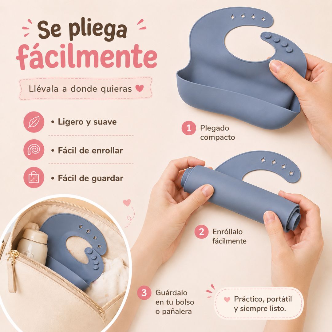 Bathby Pack De 3 Baberos De Silicona Para Bebé, Baberos Impermeables Con Bolsillo Recogecomida Y Reutilizables_5