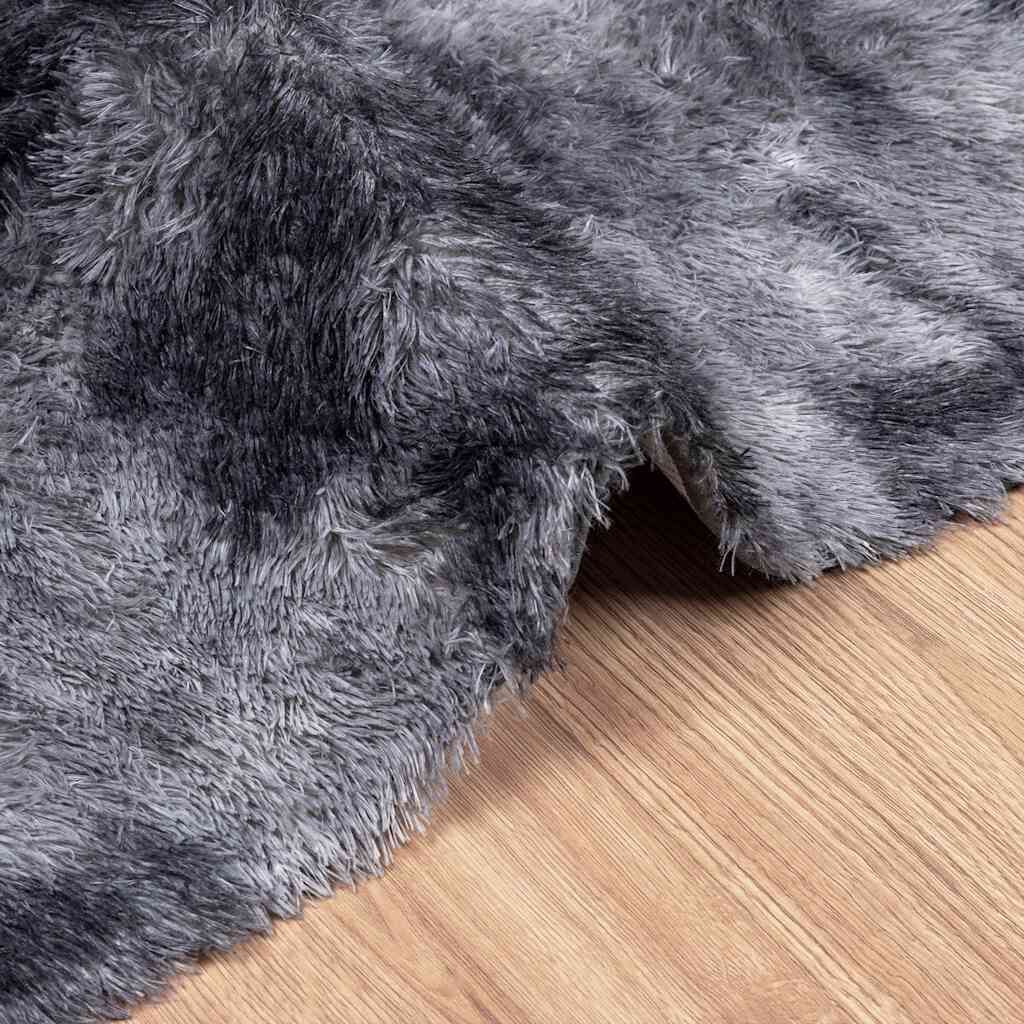 Vidaxl Alfombra De Pelo Largo Navarra Gris Oscuro 240x240 Cm Poliéster_4